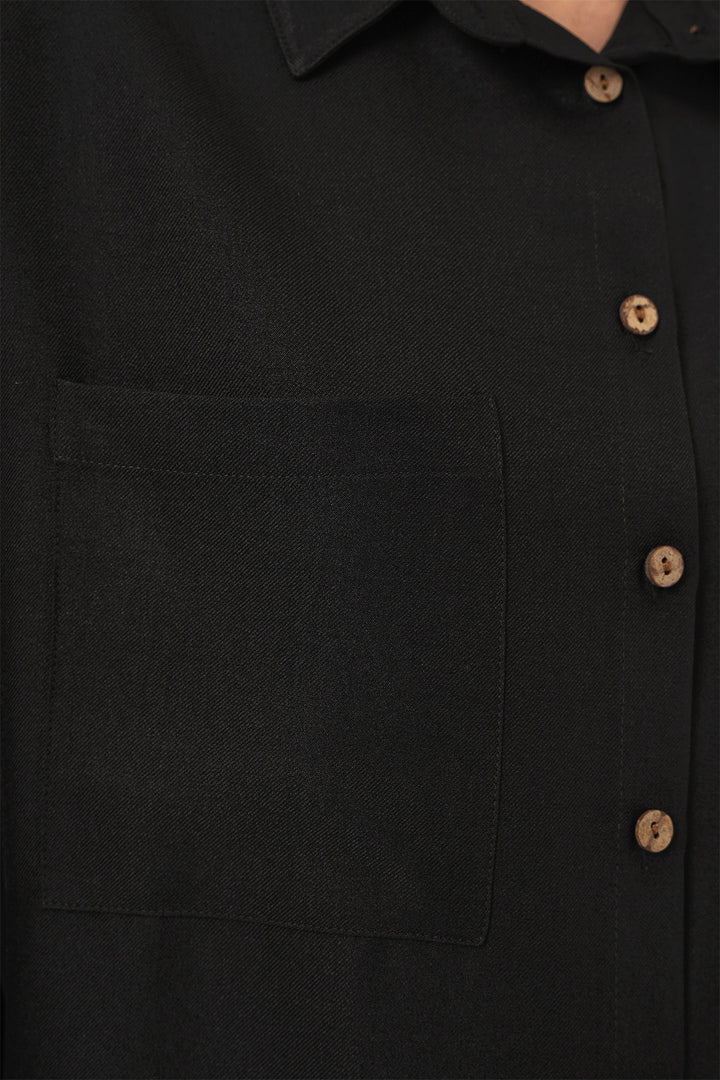 BGD Women Oversized Linen Shirt - Black - East Meadow