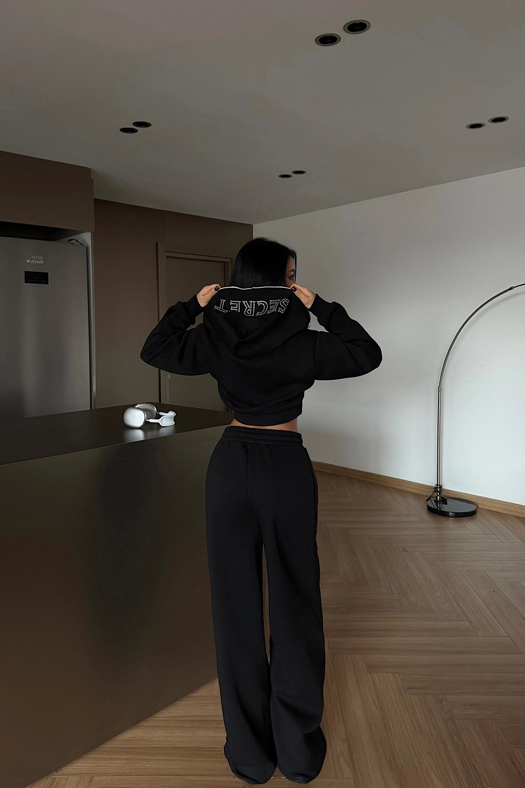 EYY Women Siyah Fermuarlı Eşofman Takımı - Caltanissetta