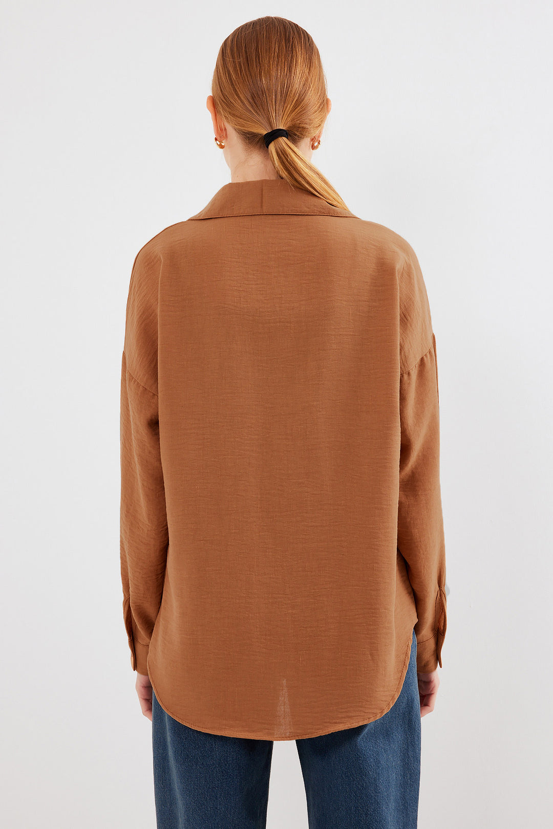 BGD Women Single Pocket Oversized Linen Shirt - A. Brick - Hurst