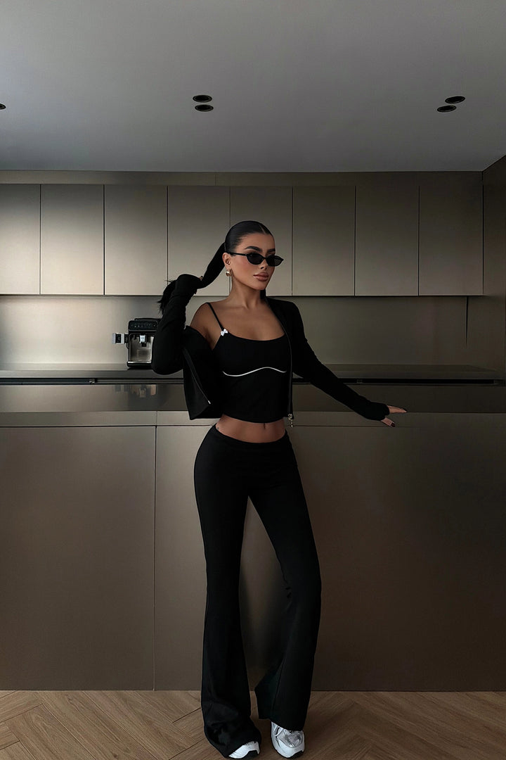 EYY Women Black Crop Top Suit - Spring Hill