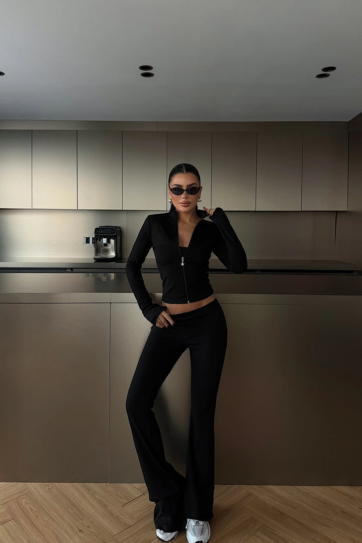 EYY Women Black Crop Top Suit - Spring Hill