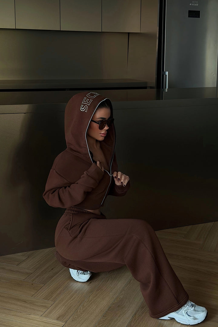 EYY Women Brown Zippered Tracksuit - Porto