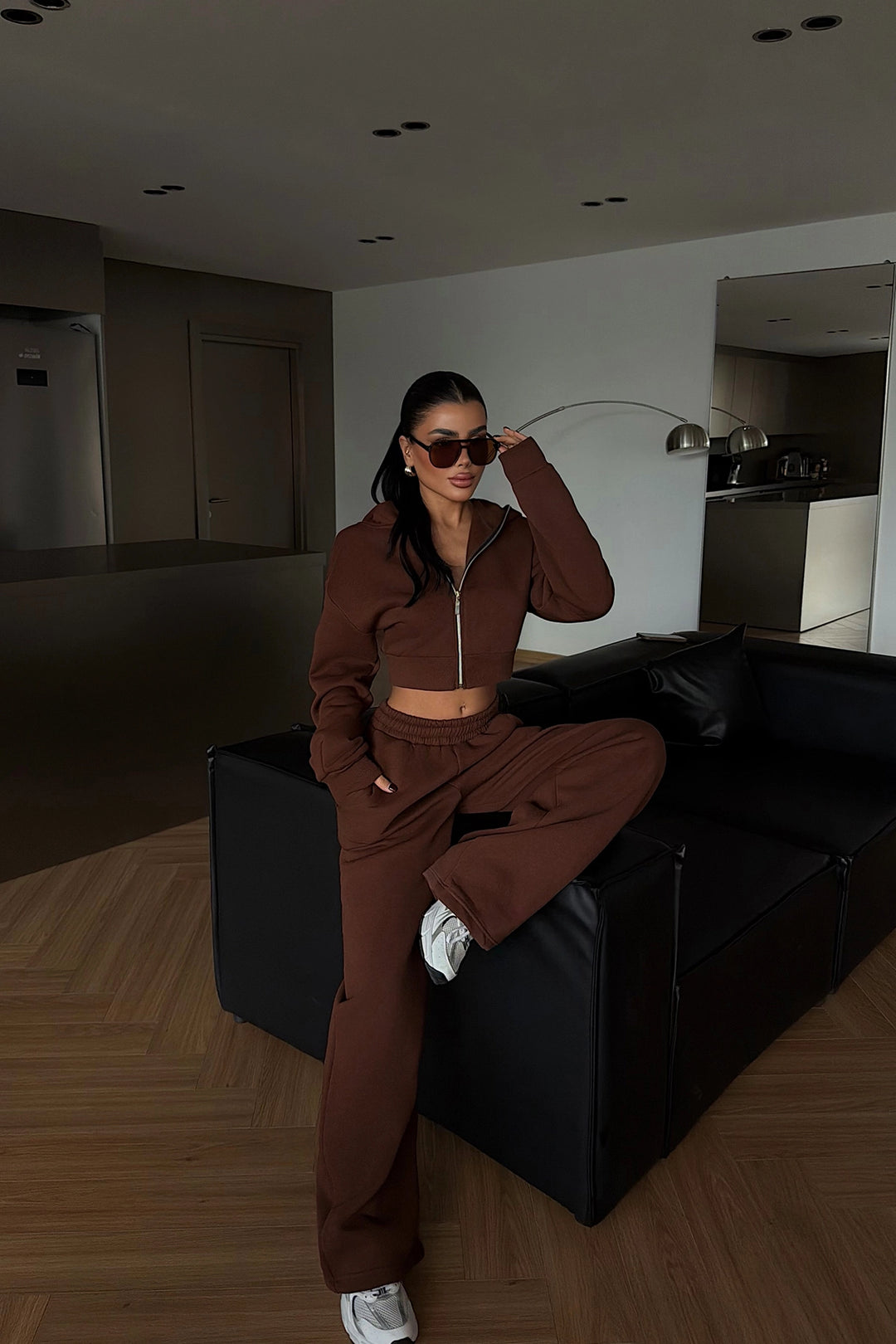 EYY Women Brown Zippered Tracksuit - Porto
