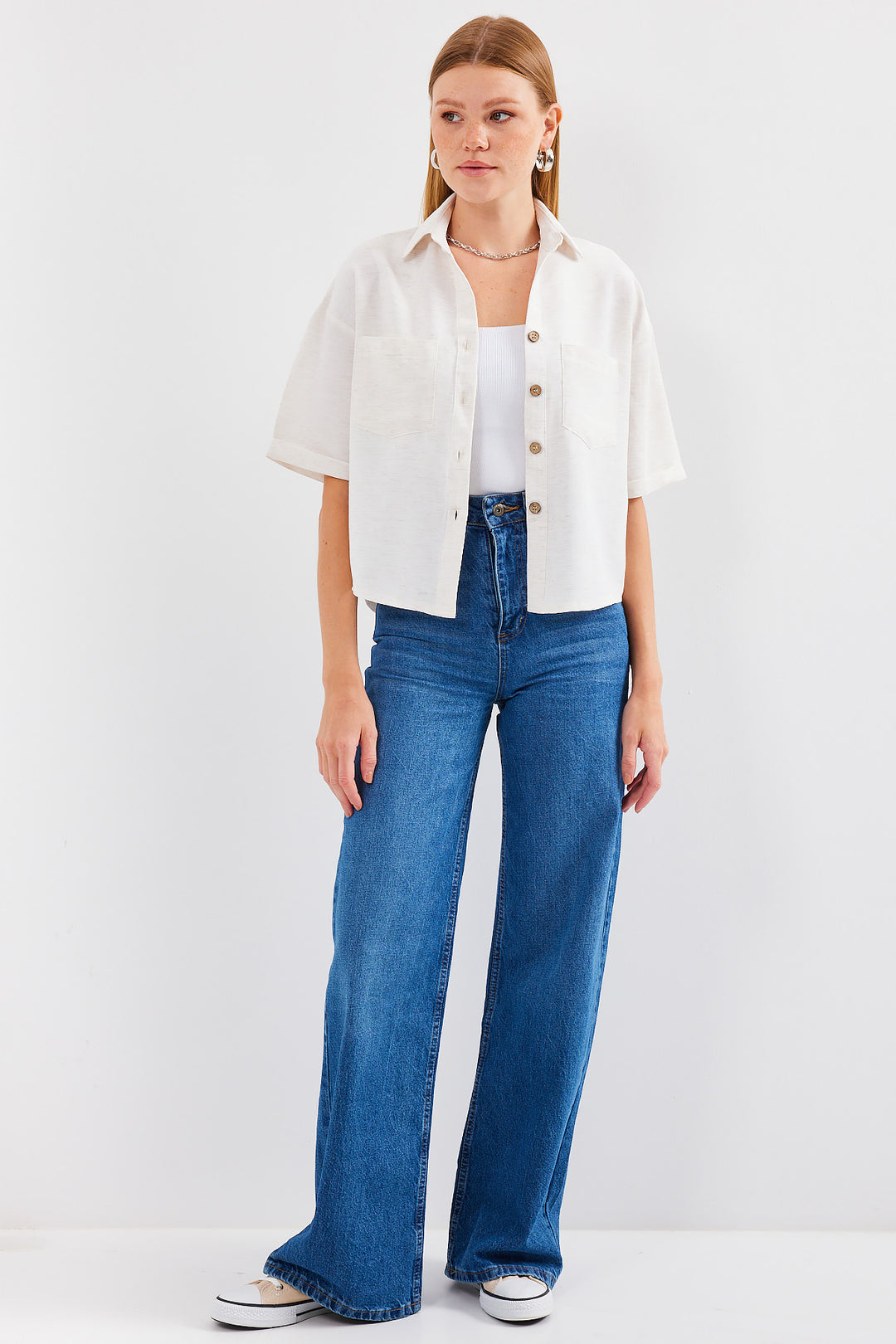 BGD Women Double Pocket Linen Shirt - Stone - Avondale