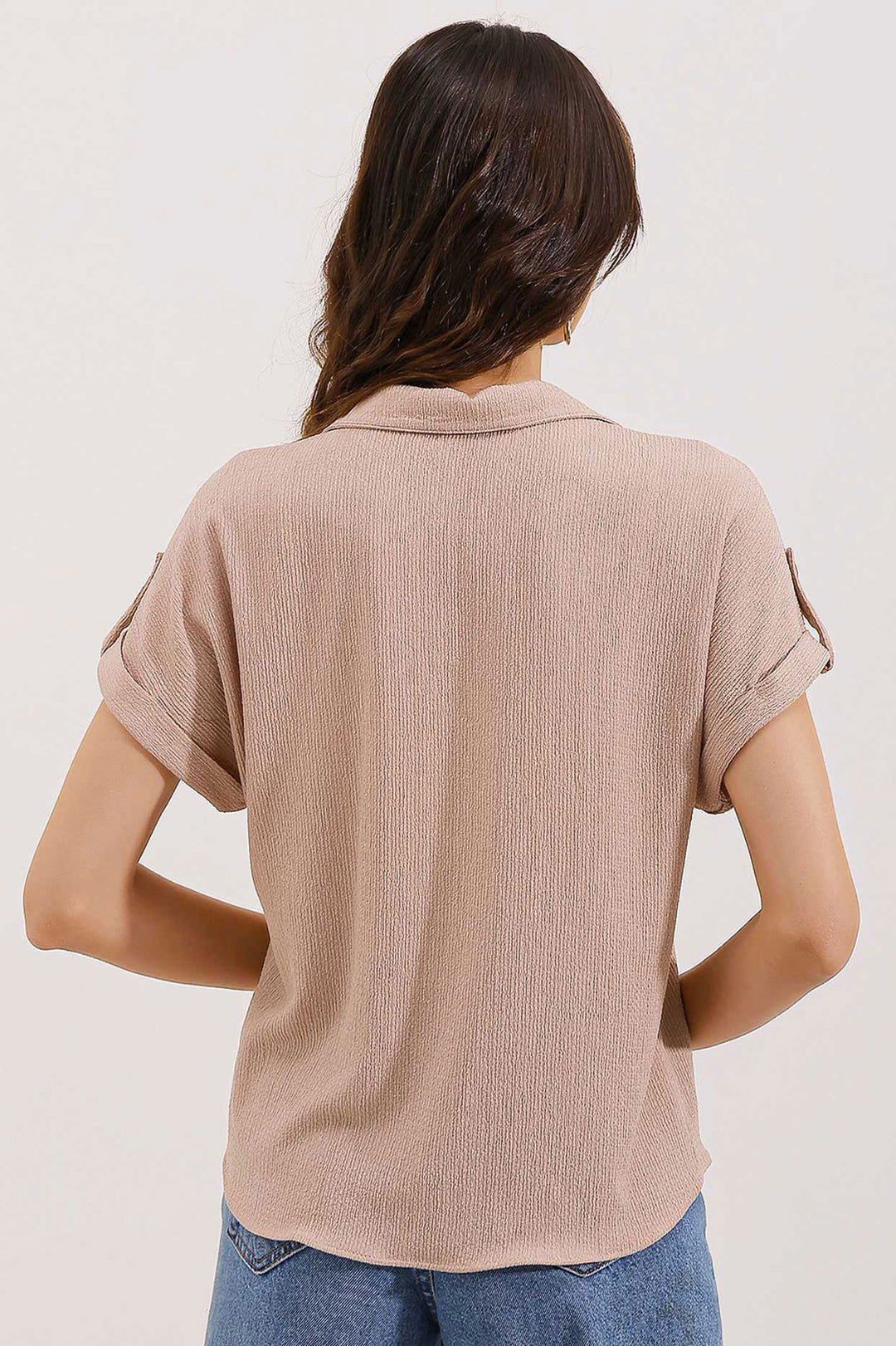 BGD Women Short Sleeve Oversized Knit Shirt - Biscuit - Tempe