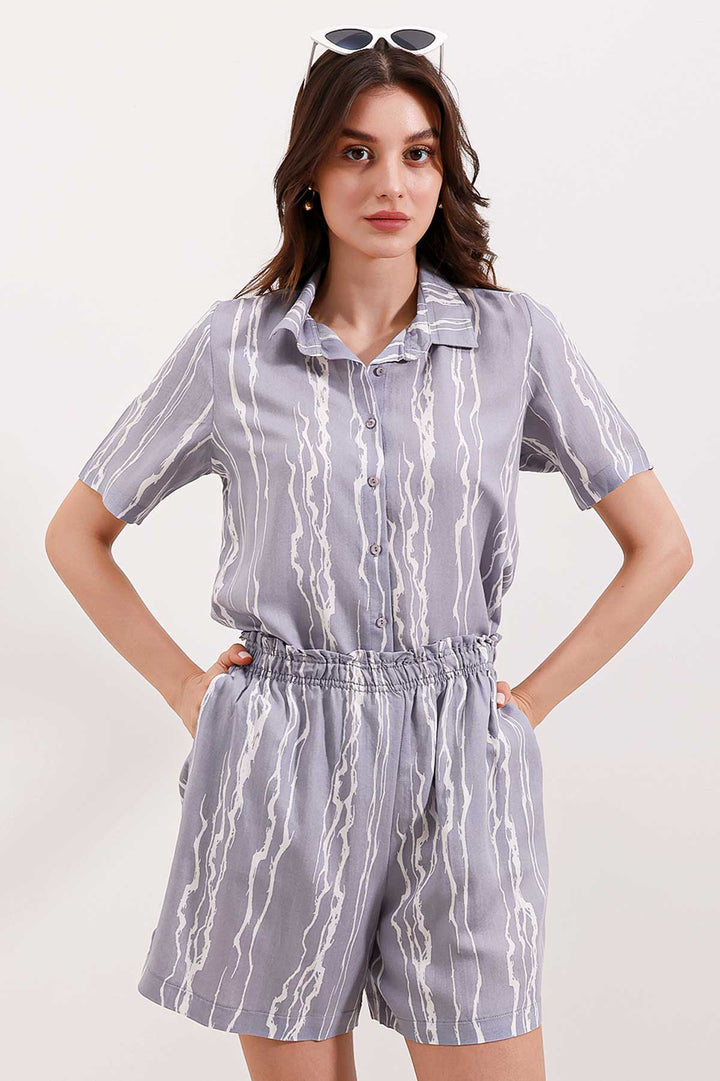 BGD Women Shorts Shirt Set - Dark Grey - Springdale