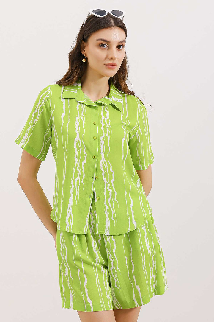BGD Women Shorts Shirt Set - Green - Godalming