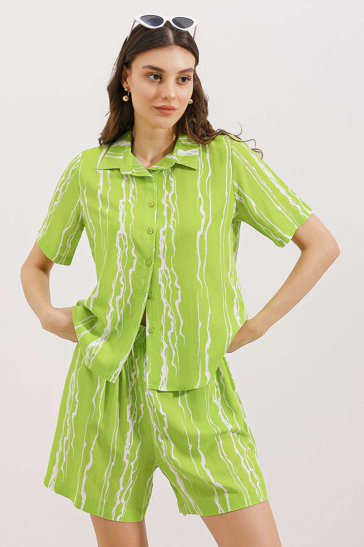 BGD Women Shorts Shirt Set - Green - Godalming