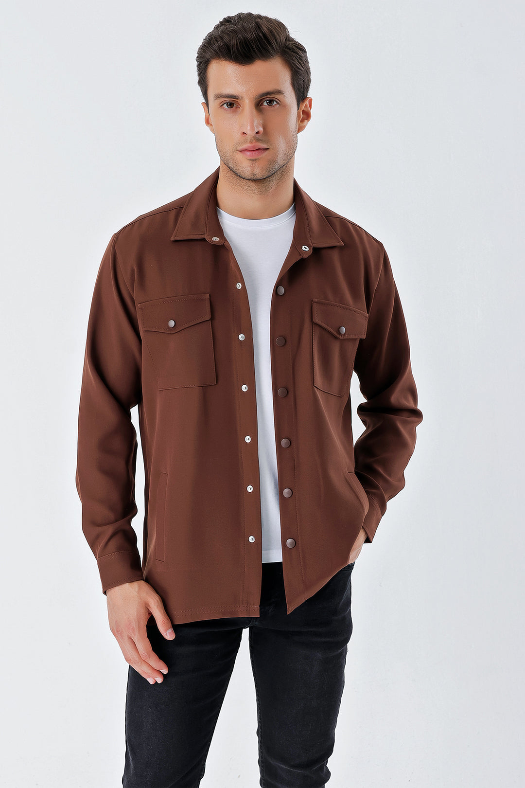 BGD Women Oversized Men's Shirt - Brown - Avondale