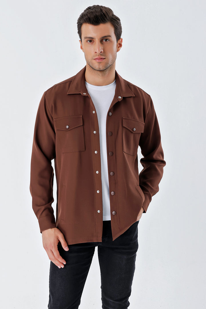 BGD Women Oversized Men's Shirt - Brown - Avondale
