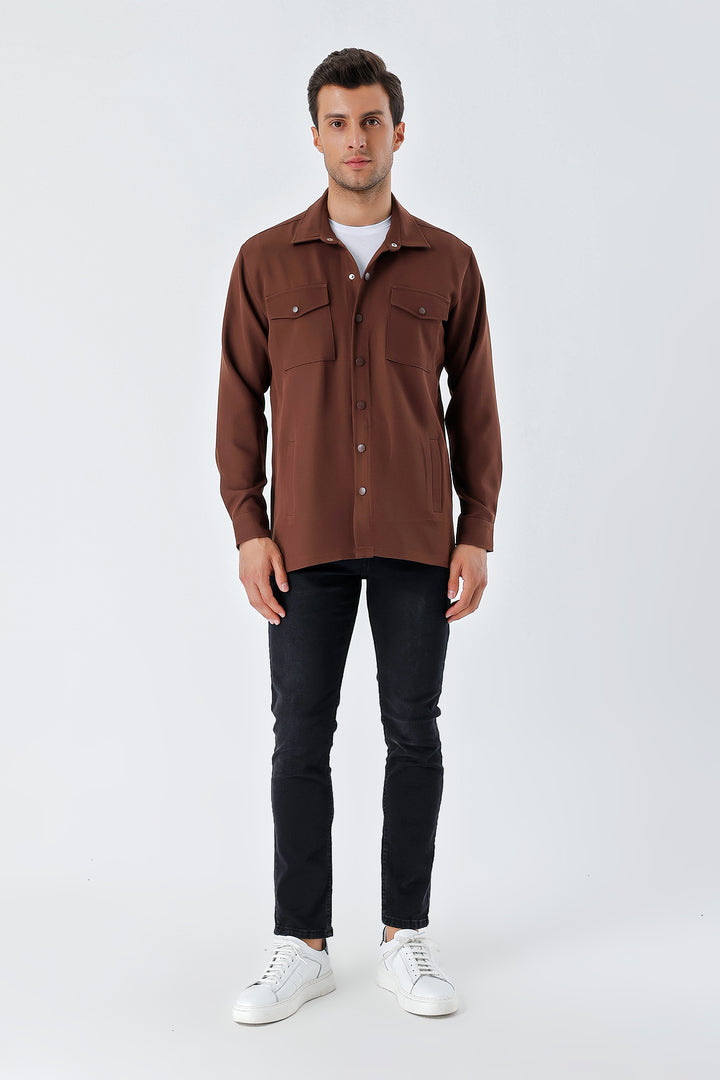 BGD Women Oversized Men's Shirt - Brown - Avondale