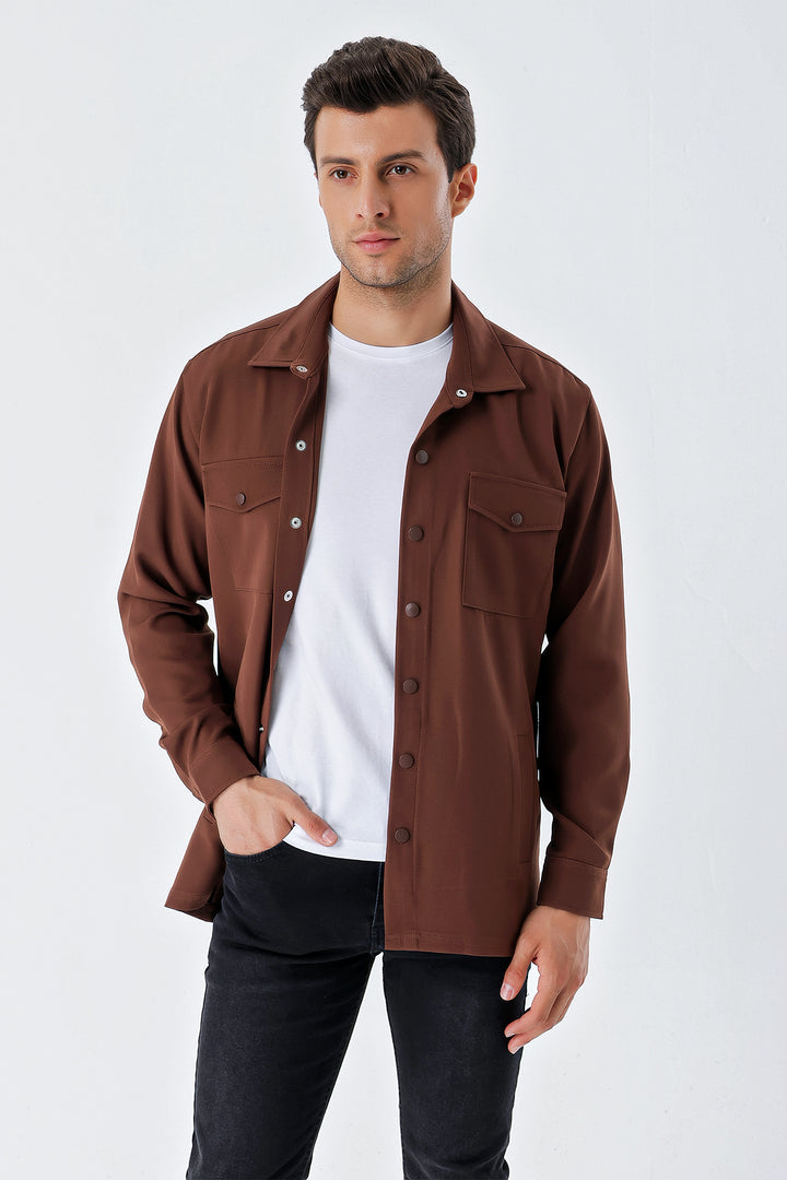 BGD Women Oversized Men's Shirt - Brown - Avondale