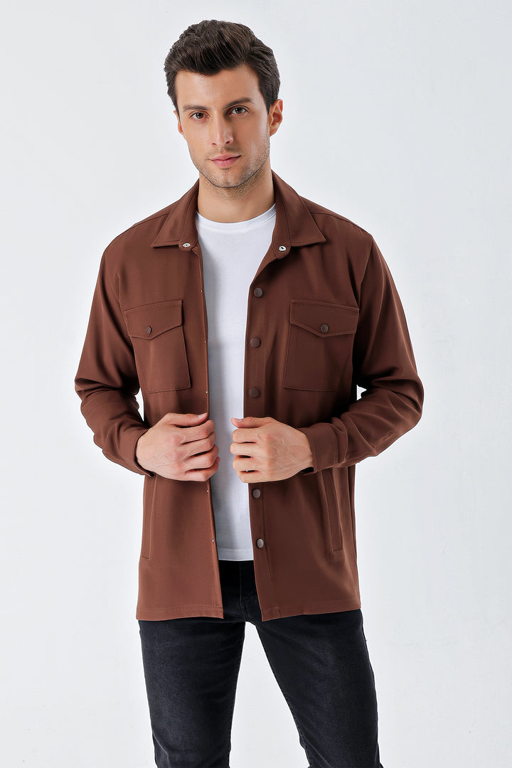 BGD Women Oversized Men's Shirt - Brown - Avondale