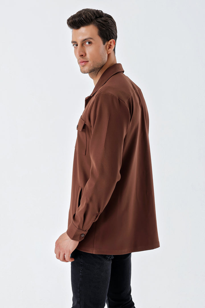 BGD Women Oversized Men's Shirt - Brown - Avondale