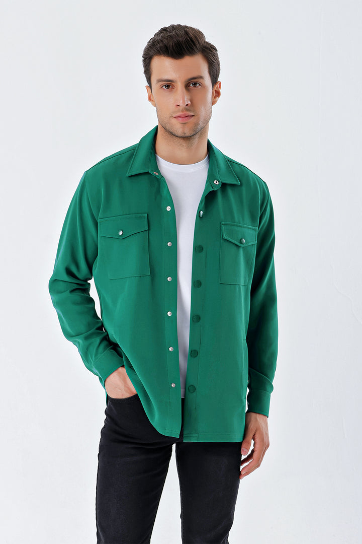 BGD Women Oversized Men's Shirt - Emerald Green - Avondale