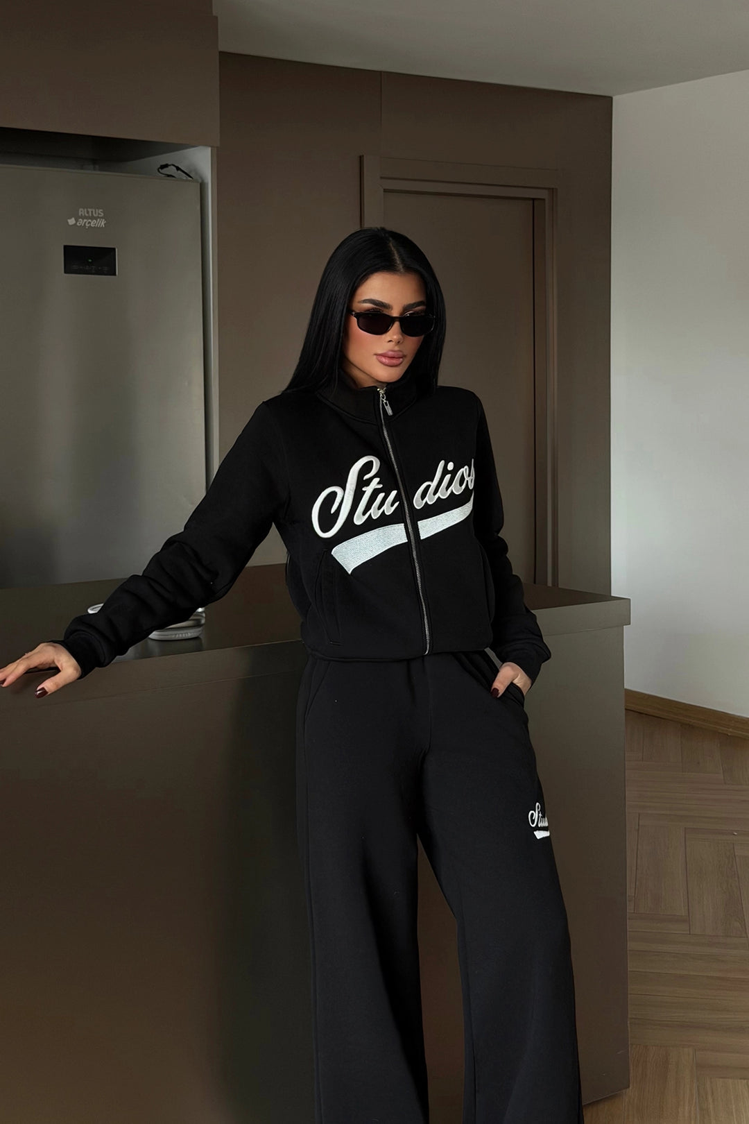 EYY Women Siyah Stüdyo Baskılı Eşofman Takımı - Diamond Bar