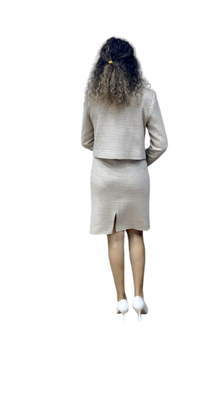 NDL Women Woman Suit with Stone Jacket Dress Beige - Saint Albans