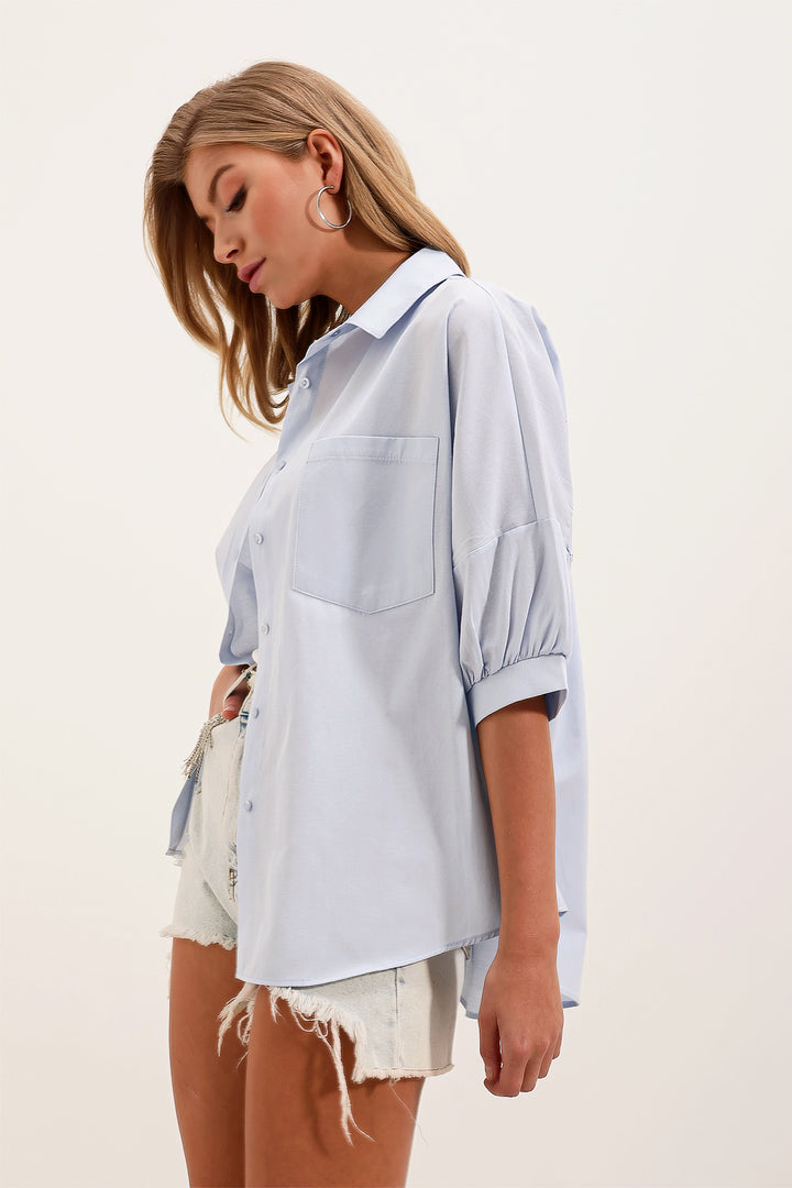BGD Women Oversize Short Sleeve Basic T-Shirt - Baby Blue - Avondale