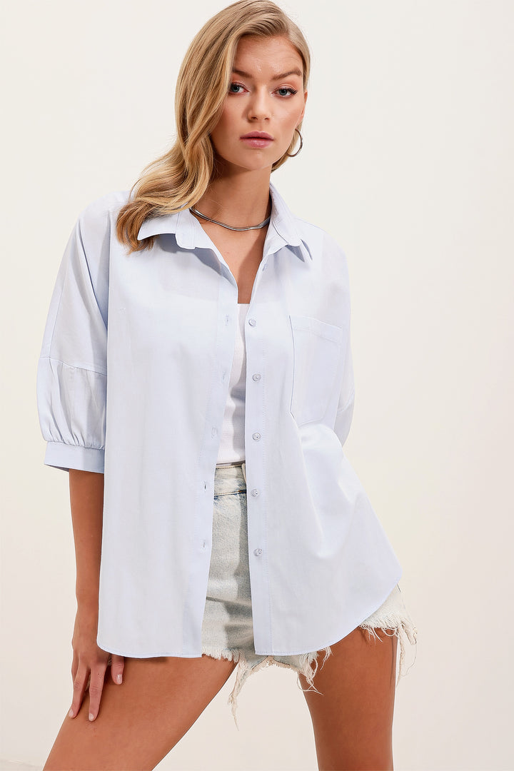 BGD Women Oversize Short Sleeve Basic T-Shirt - Baby Blue - Avondale