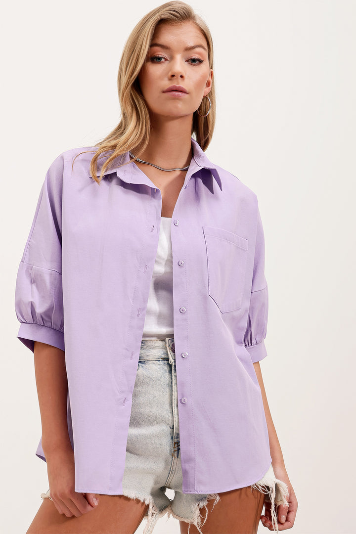 BGD Women Oversized Short Sleeve Basic T-Shirt - Lilac - Avondale