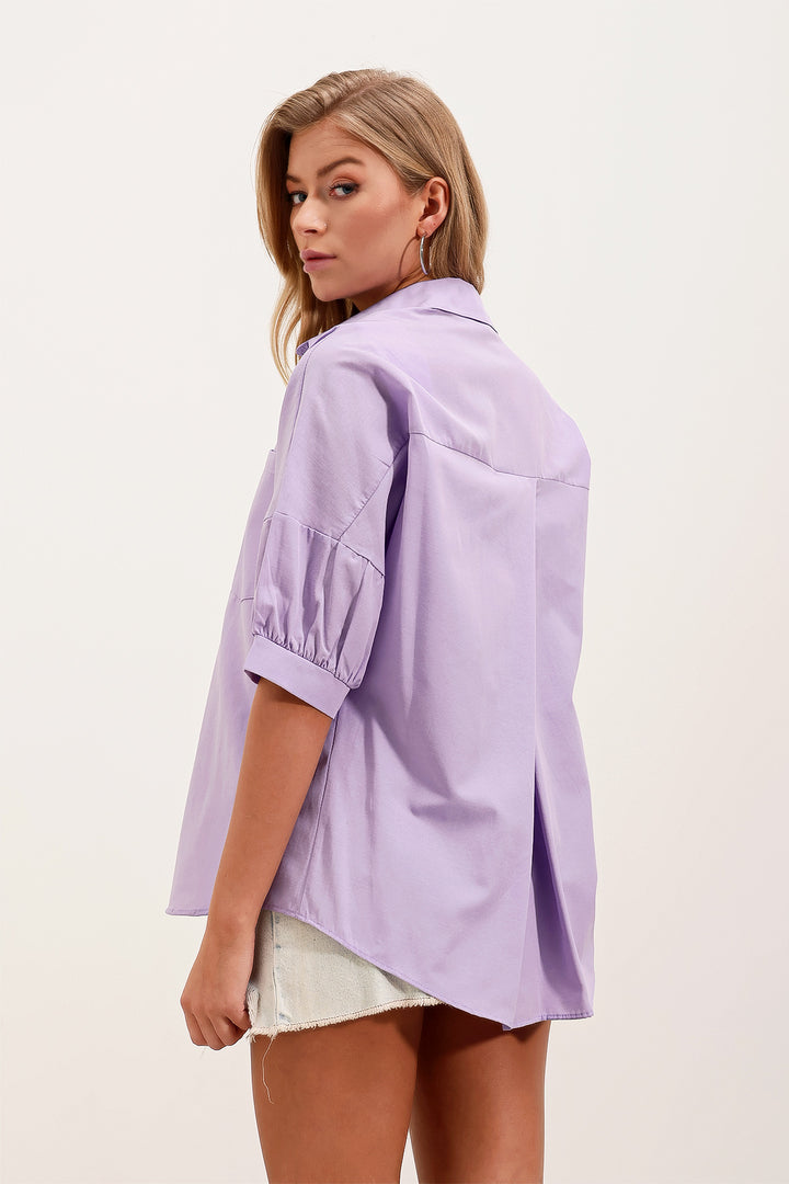 BGD Women Oversized Short Sleeve Basic T-Shirt - Lilac - Avondale