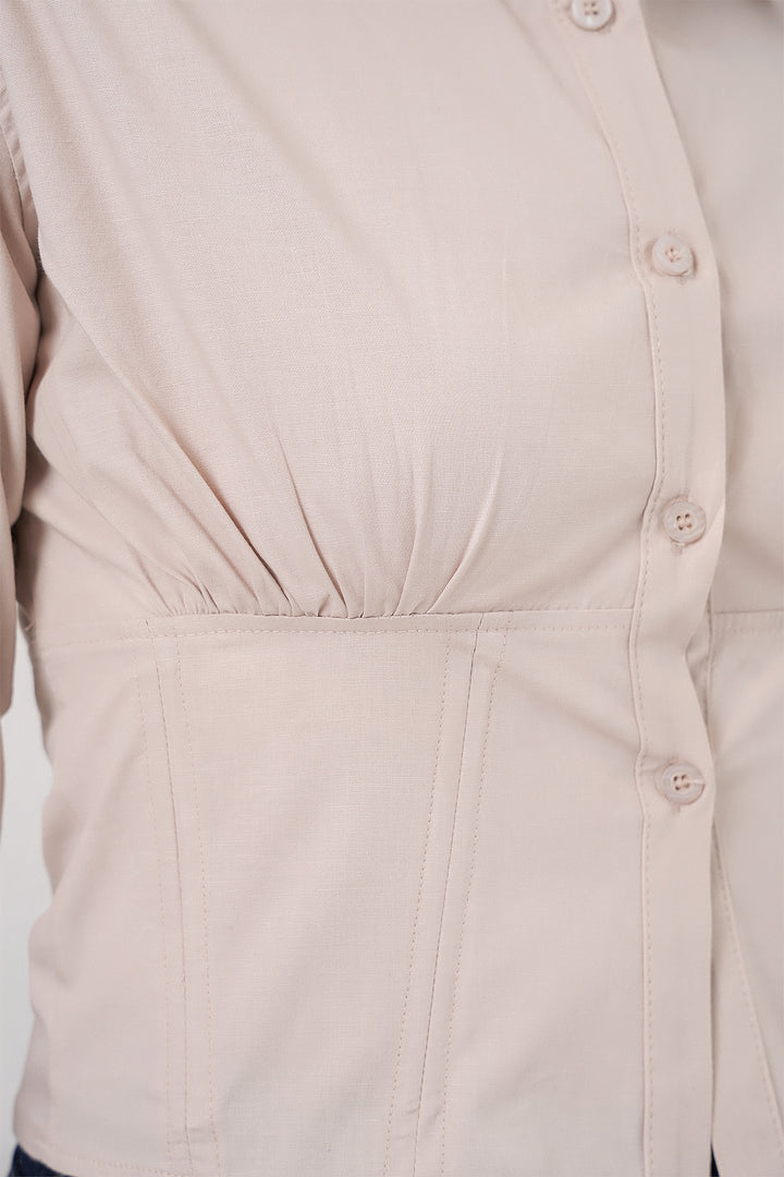 BGD Women Slim Fit Poplin Shirt - Cream - Orangeville