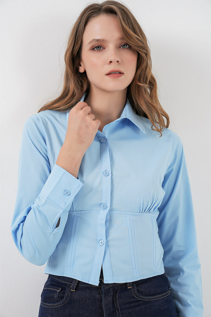 BGD Women Slim Fit Poplin Shirt - Blue - Carson City
