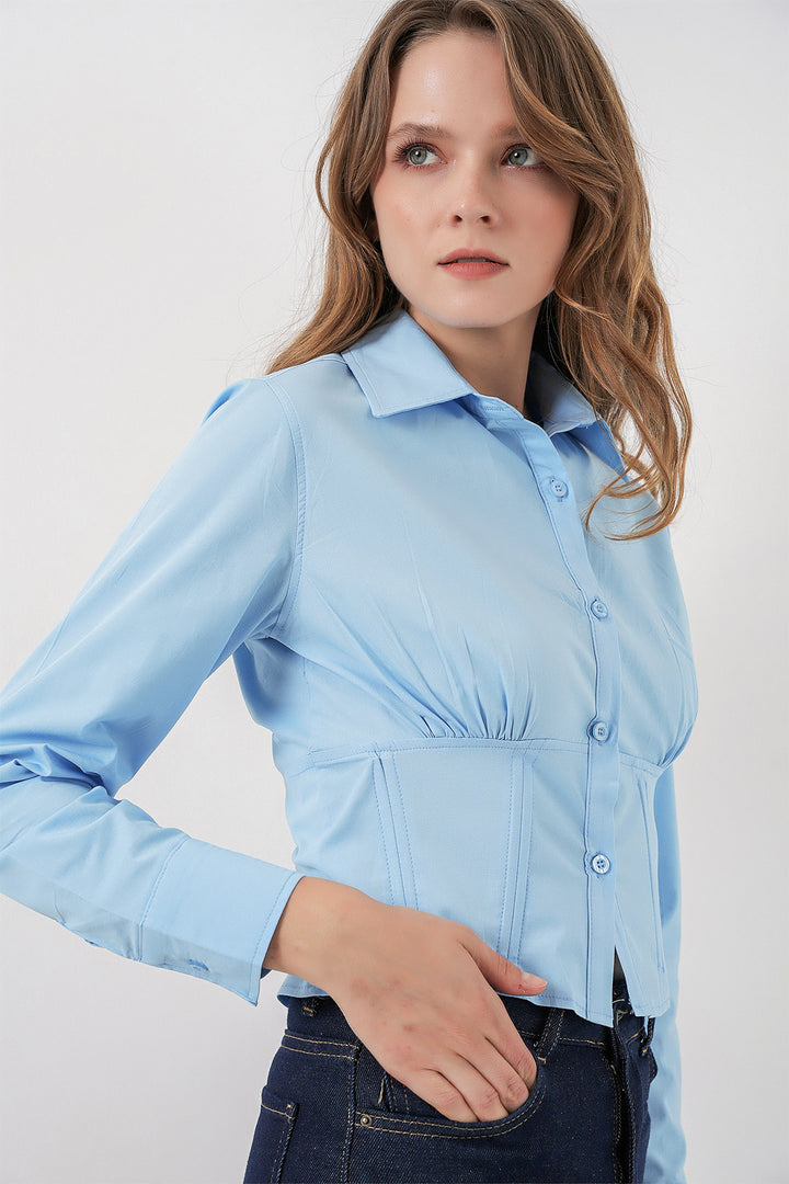 BGD Women Slim Fit Poplin Shirt - Blue - Carson City