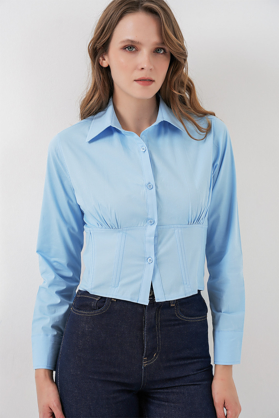 BGD Women Slim Fit Poplin Shirt - Blue - Carson City