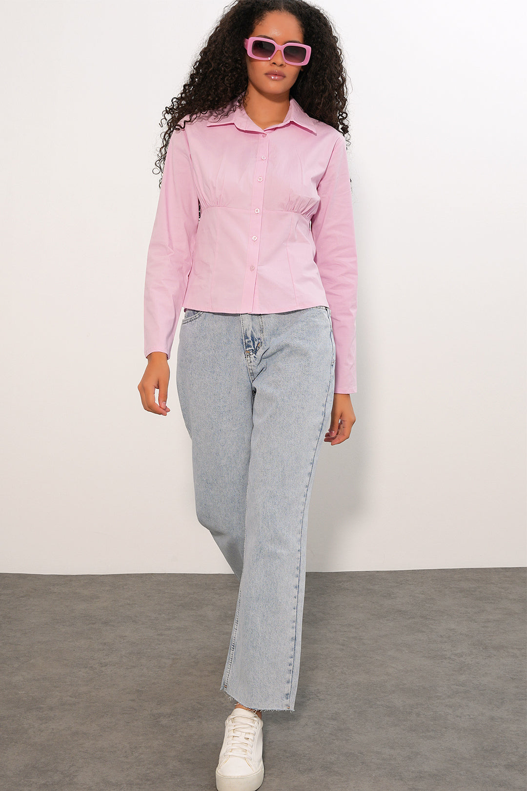 BGD Women Slim Fit Poplin Gömlek - Pembe - Leyland