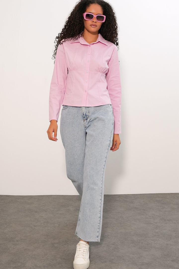 BGD Women Slim Fit Poplin Gömlek - Pembe - Leyland