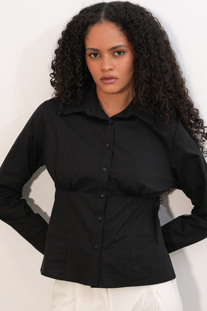 BGD Women Slim Fit Poplin Gömlek - Siyah - Corvallis