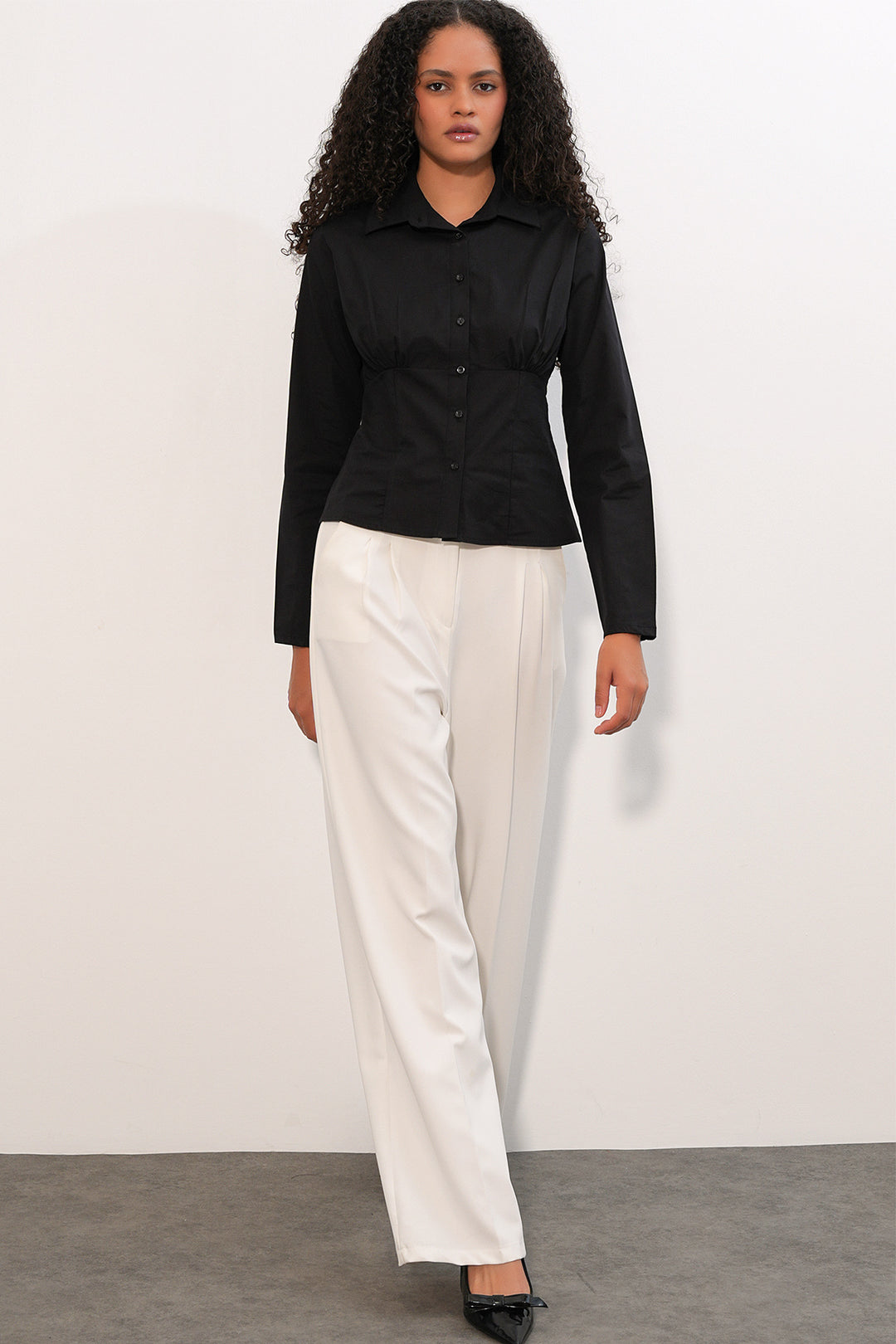 BGD Women Slim Fit Poplin Gömlek - Siyah - Corvallis