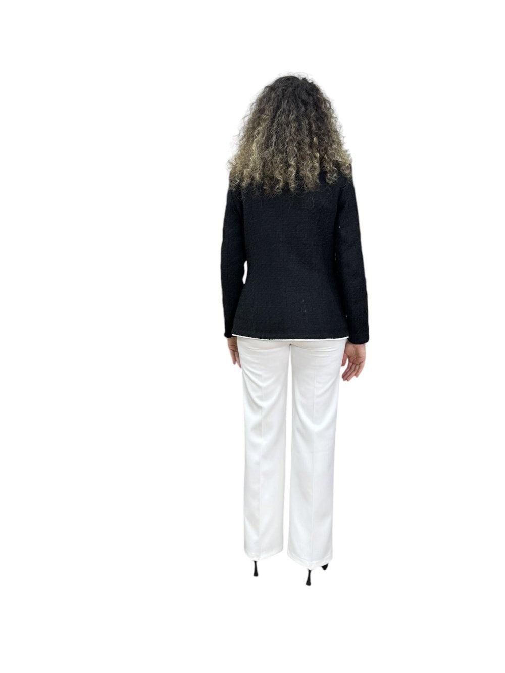 NDL Women 3 Button Knit Fabric Jacket Women's Suit Black-White - Vitoria-Gasteiz