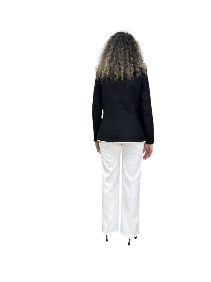 NDL Women 3 Button Knit Fabric Jacket Women's Suit Black-White - Vitoria-Gasteiz