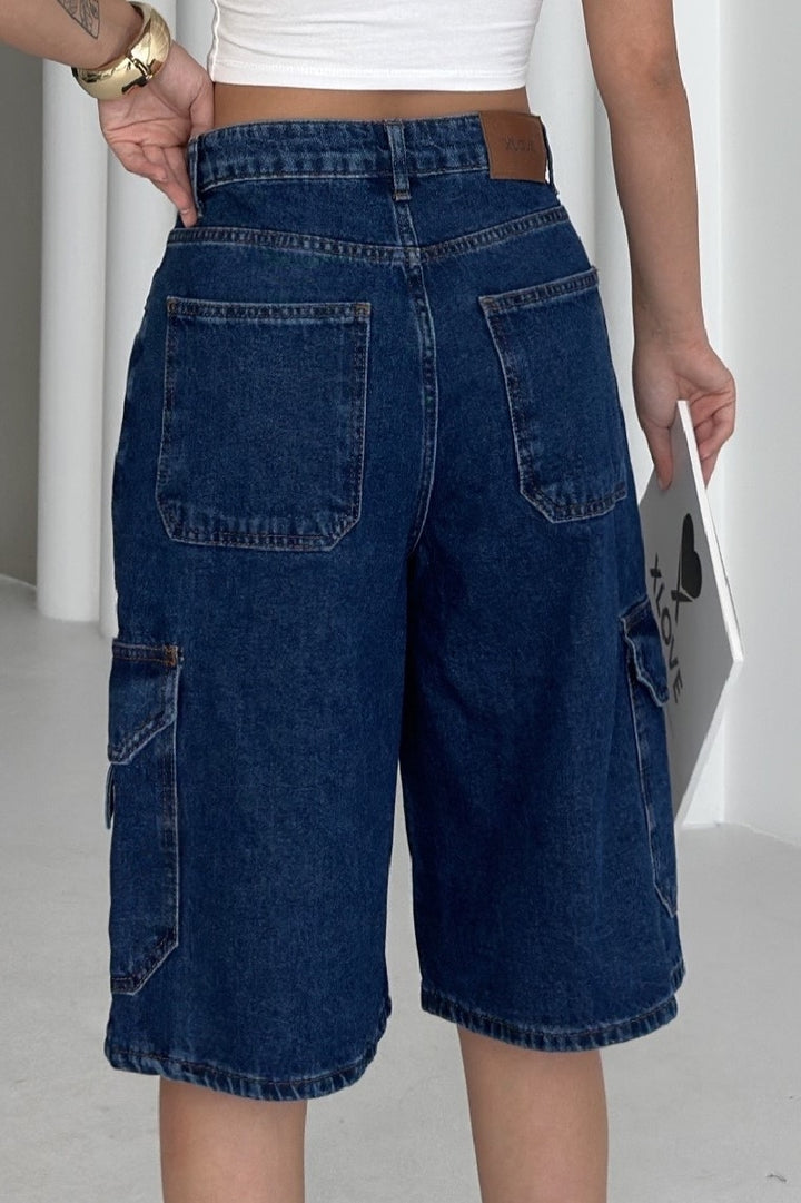 XLJ Mid Length Denim Shorts with Pocket Detail - Hoffman Estates
