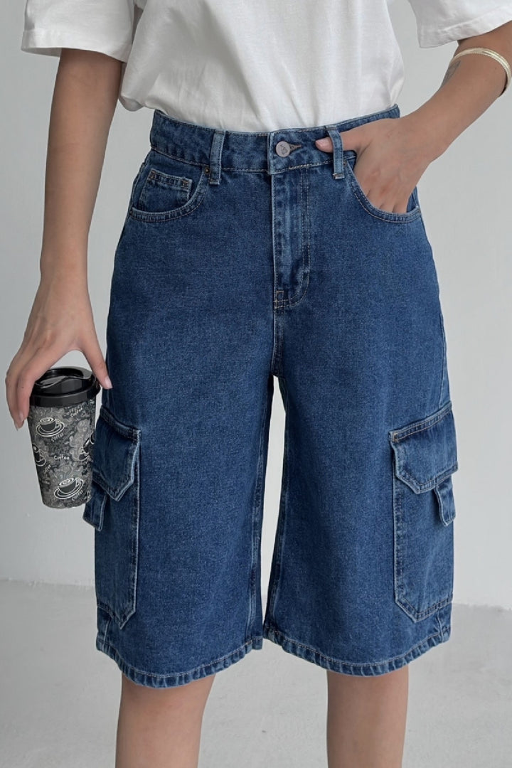 XLJ Mid Length Denim Shorts with Pocket Detail - Rayleigh
