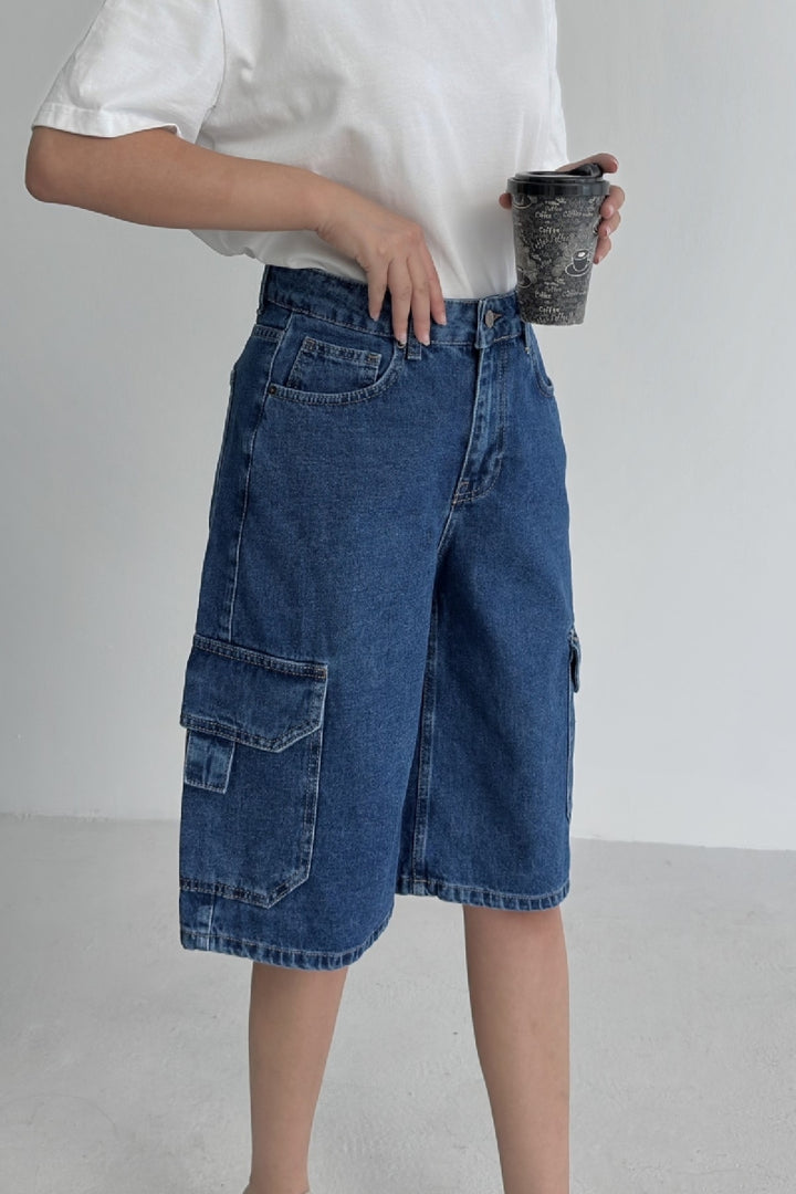 XLJ Mid Length Denim Shorts with Pocket Detail - Rayleigh
