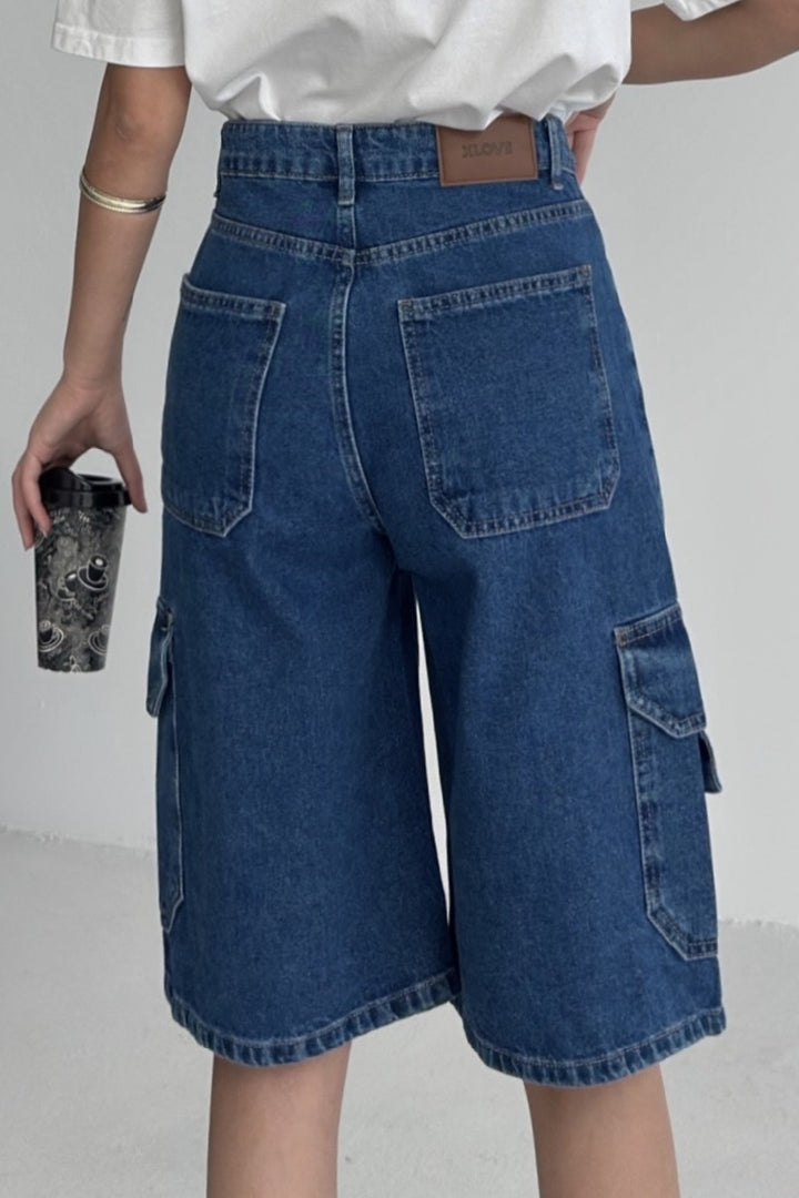 XLJ Mid Length Denim Shorts with Pocket Detail - Rayleigh