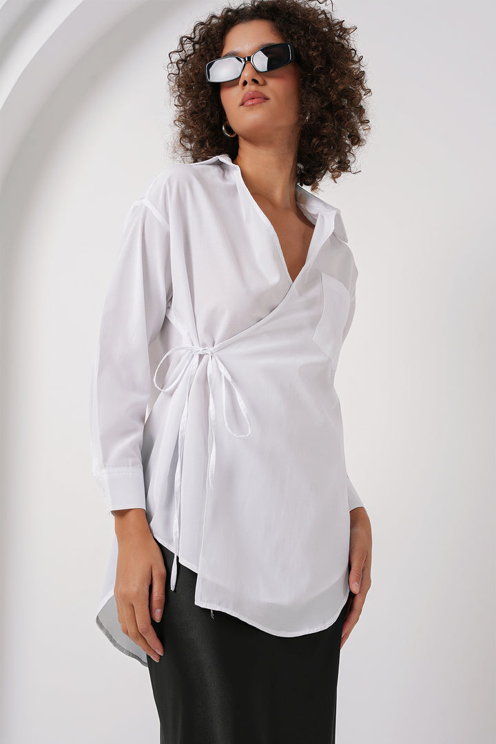 BGD Women Long Wrap Shirt - White - Prince Albert