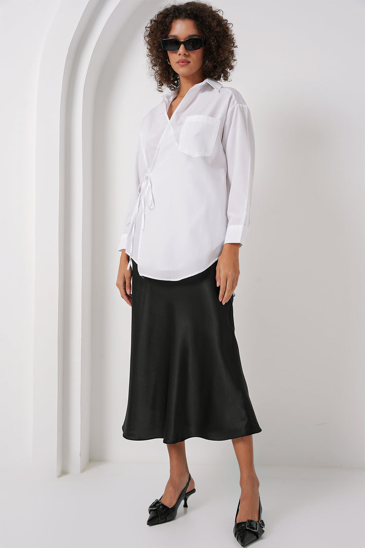 BGD Women Long Wrap Shirt - White - Prince Albert