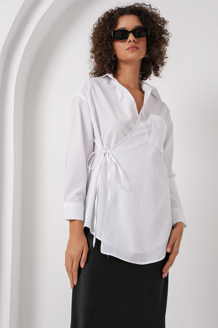 BGD Women Long Wrap Shirt - White - Prince Albert