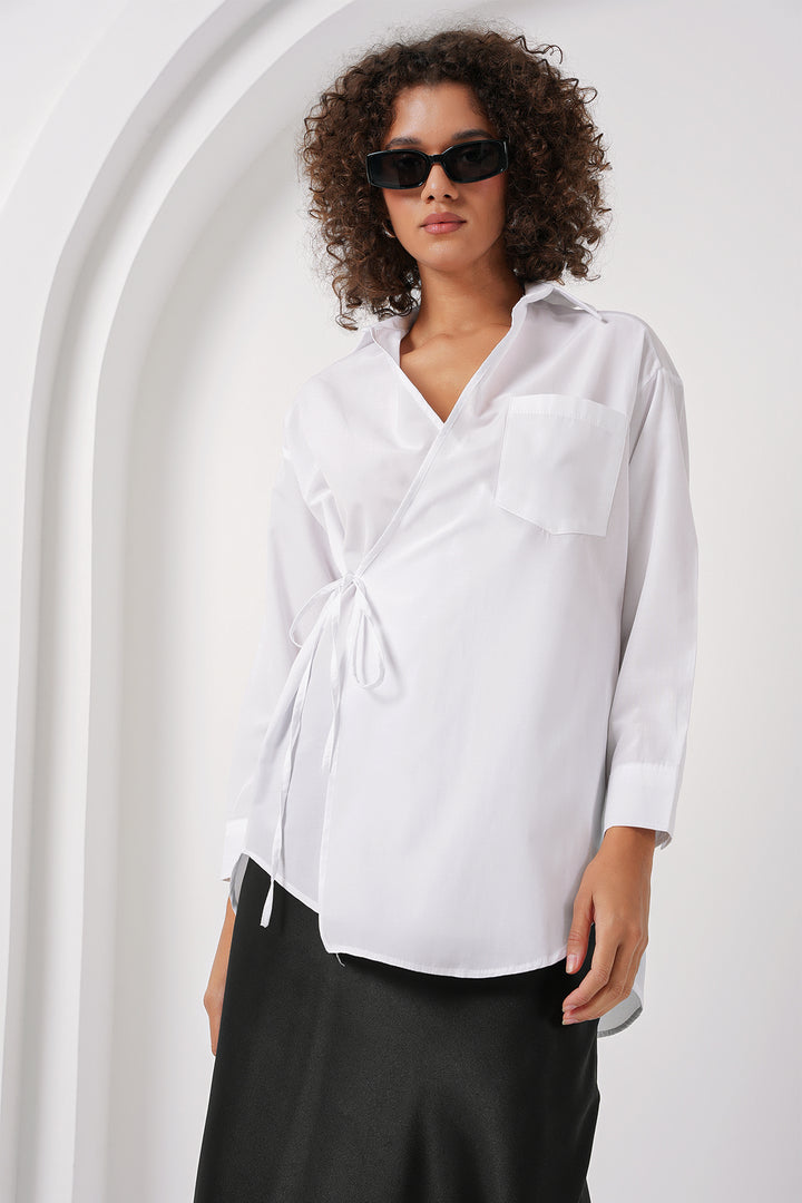 BGD Women Long Wrap Shirt - White - Prince Albert