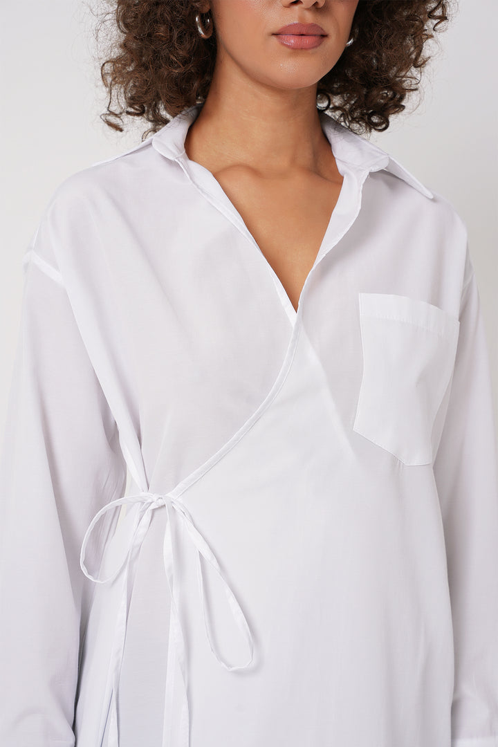 BGD Women Long Wrap Shirt - White - Prince Albert