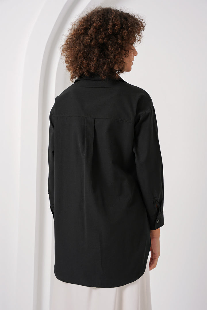 BGD Women Long Wrap Shirt - Black - Cunduacán