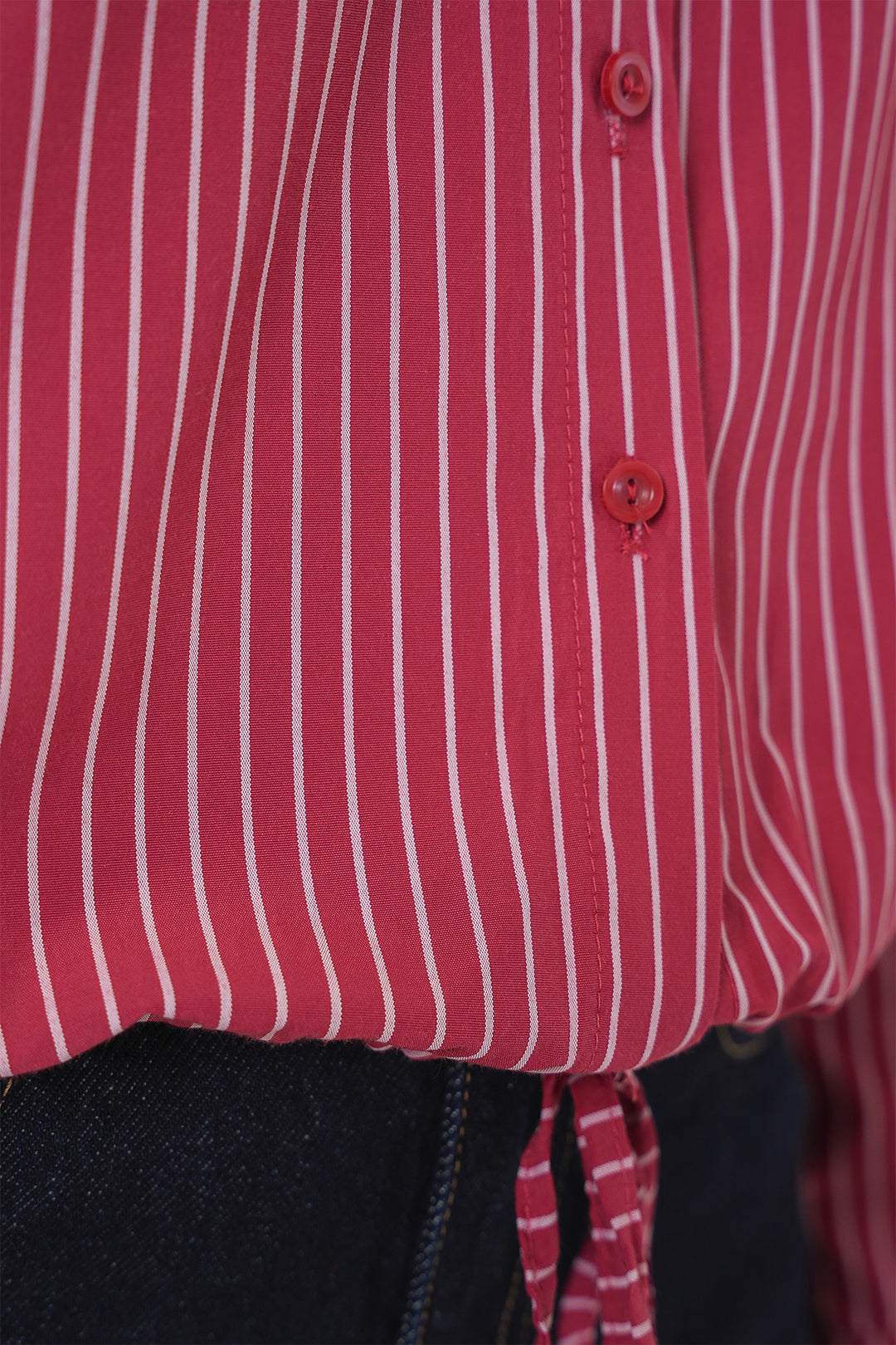 BGD Women Long Sleeve Striped Shirt - Red - Aranjuez
