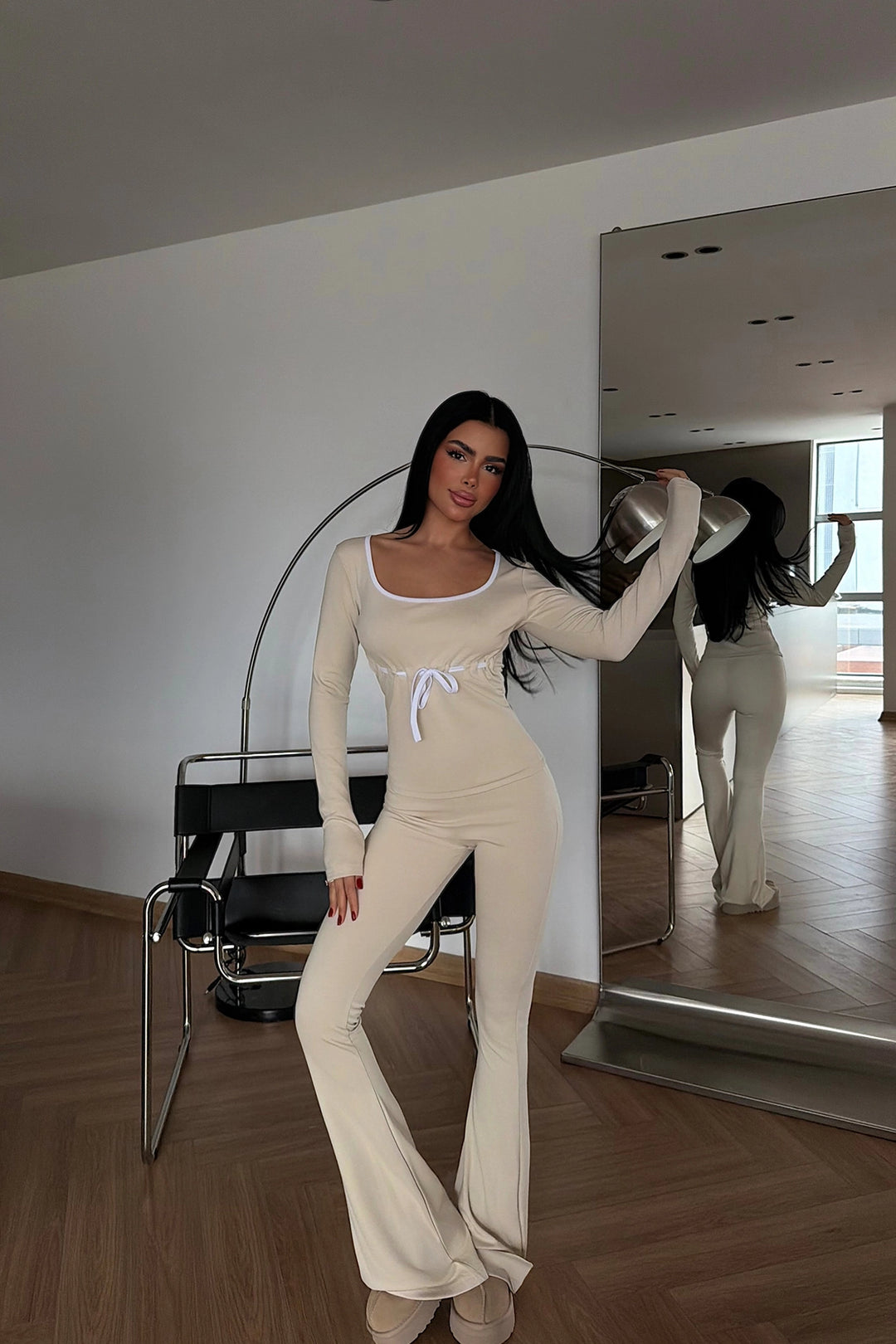 EYY Women Krem Çizgili Detaylı Takım - Darwin