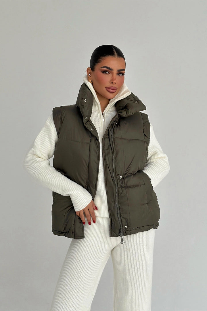 EYY Women Khaki Hooded Vest - Wilmington
