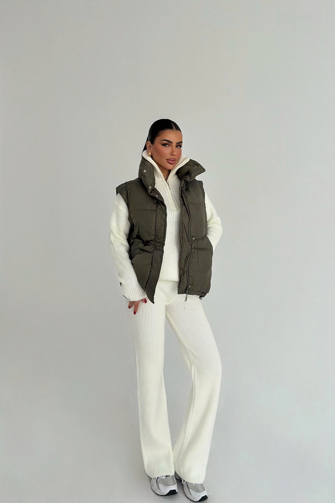 EYY Women Khaki Hooded Vest - Wilmington