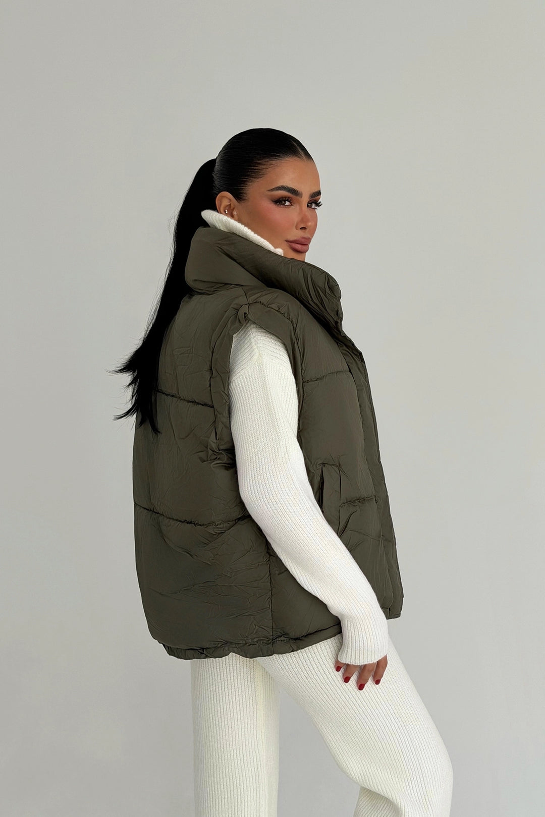 EYY Women Khaki Hooded Vest - Wilmington